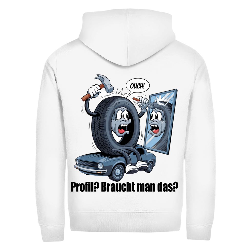 Herren Kapuzenpullover mit Reißverschluss „Ouch!“ – Wenn das Selbst-Tuning ins Auge geht