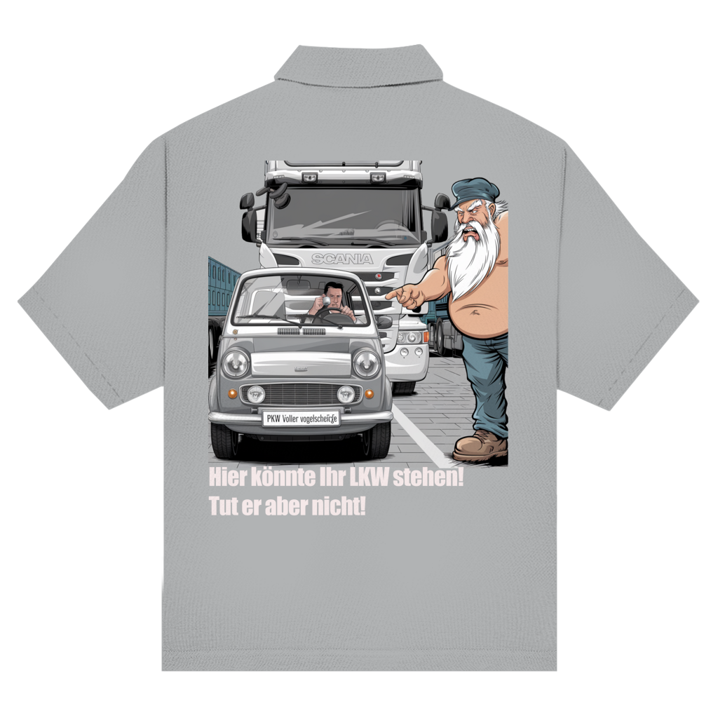 Unisex Poloshirt „Mini blockiert – Trucker explodiert“