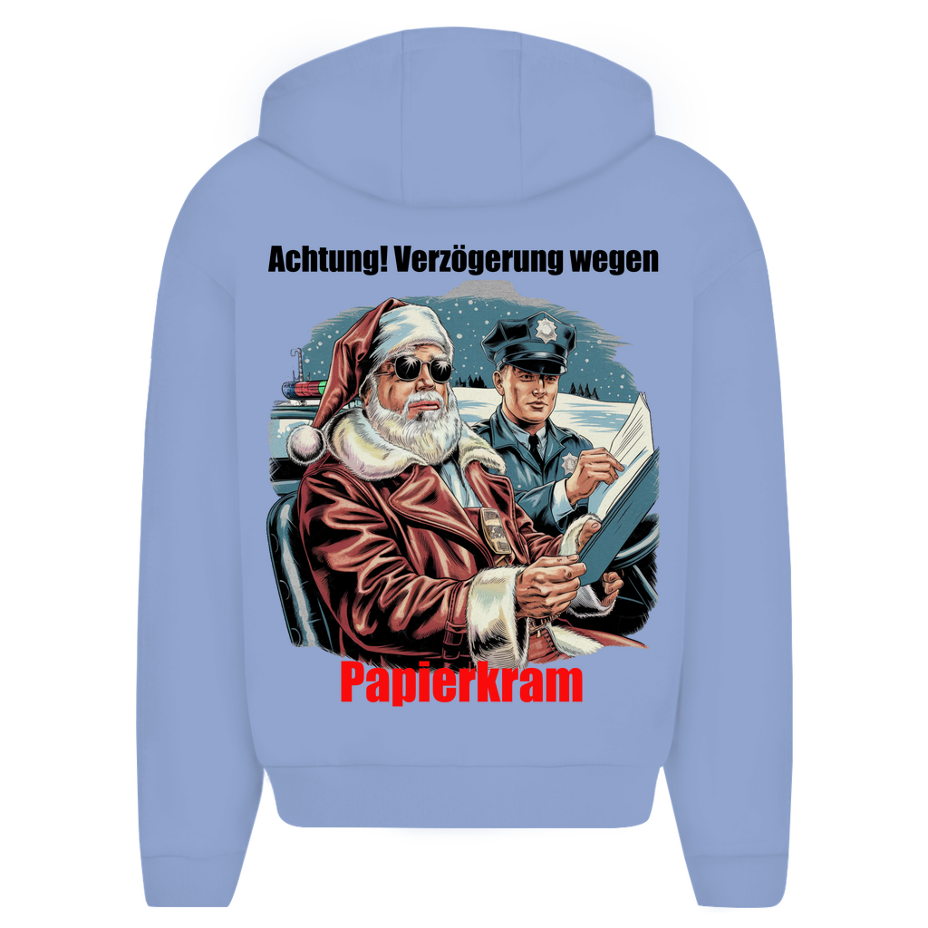Flauschiger Kapuzenpullover mit Reißverschluss „Papierkram“