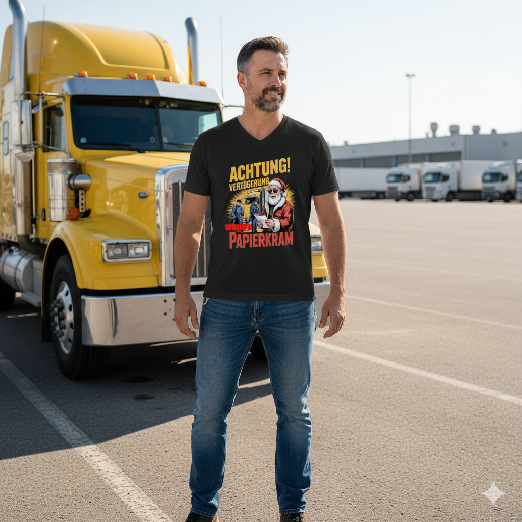 Herren Basic V-Neck T-Shirt Papierkram