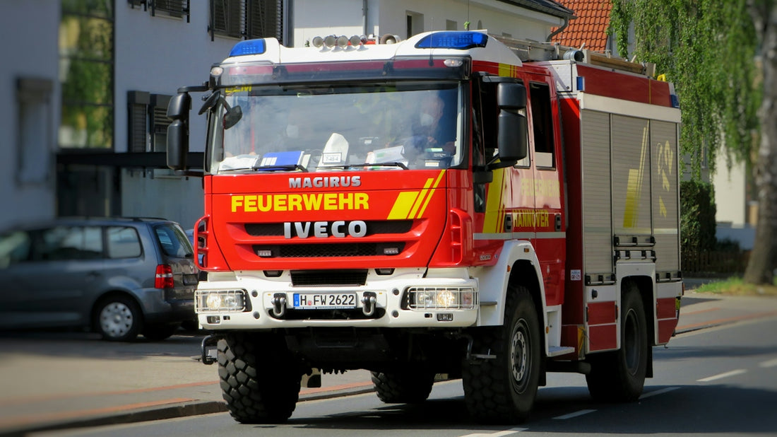 red white and blue fire truck toy
