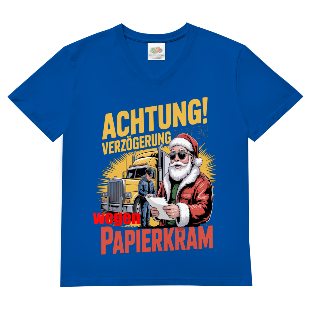 Herren Basic V-Neck T-Shirt Papierkram