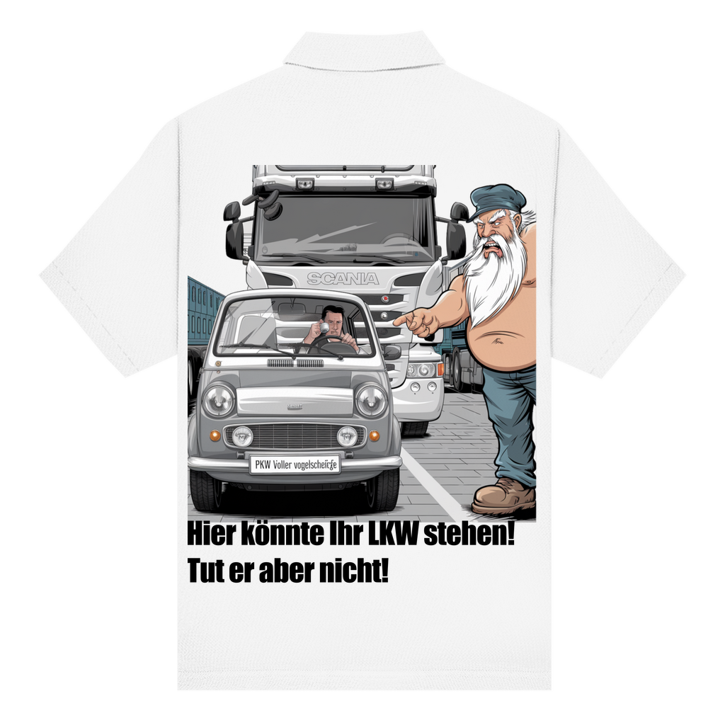 Unisex Poloshirt „Mini blockiert – Trucker explodiert“