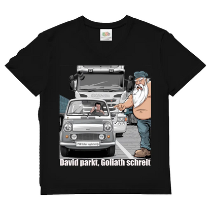 Herren V-Neck T-Shirt „Mini im Weg – Trucker in Rage“