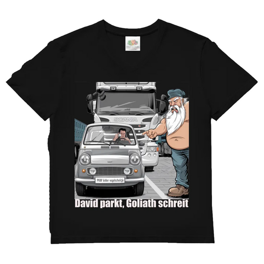 Herren V-Neck T-Shirt „Mini im Weg – Trucker in Rage“