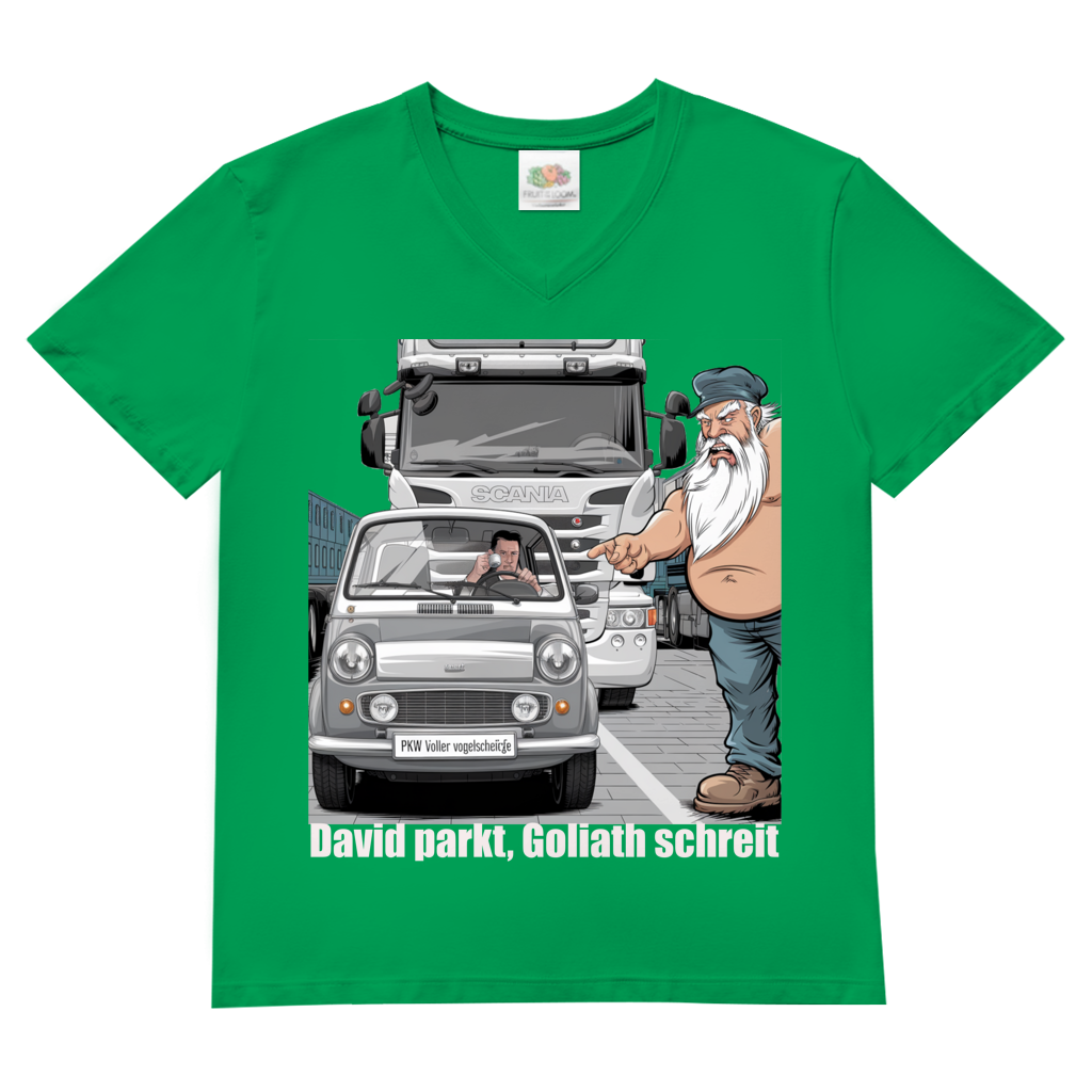 Herren V-Neck T-Shirt „Mini im Weg – Trucker in Rage“