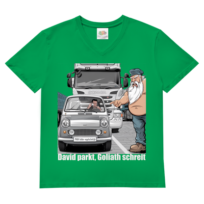 Herren V-Neck T-Shirt „Mini im Weg – Trucker in Rage“