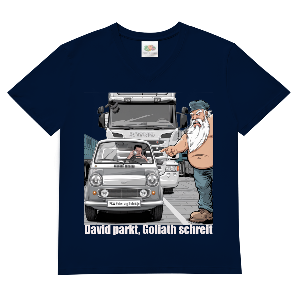 Herren V-Neck T-Shirt „Mini im Weg – Trucker in Rage“