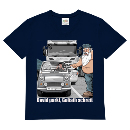 Herren V-Neck T-Shirt „Mini im Weg – Trucker in Rage“
