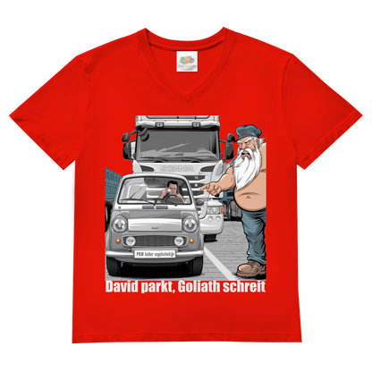 Herren V-Neck T-Shirt „Mini im Weg – Trucker in Rage“
