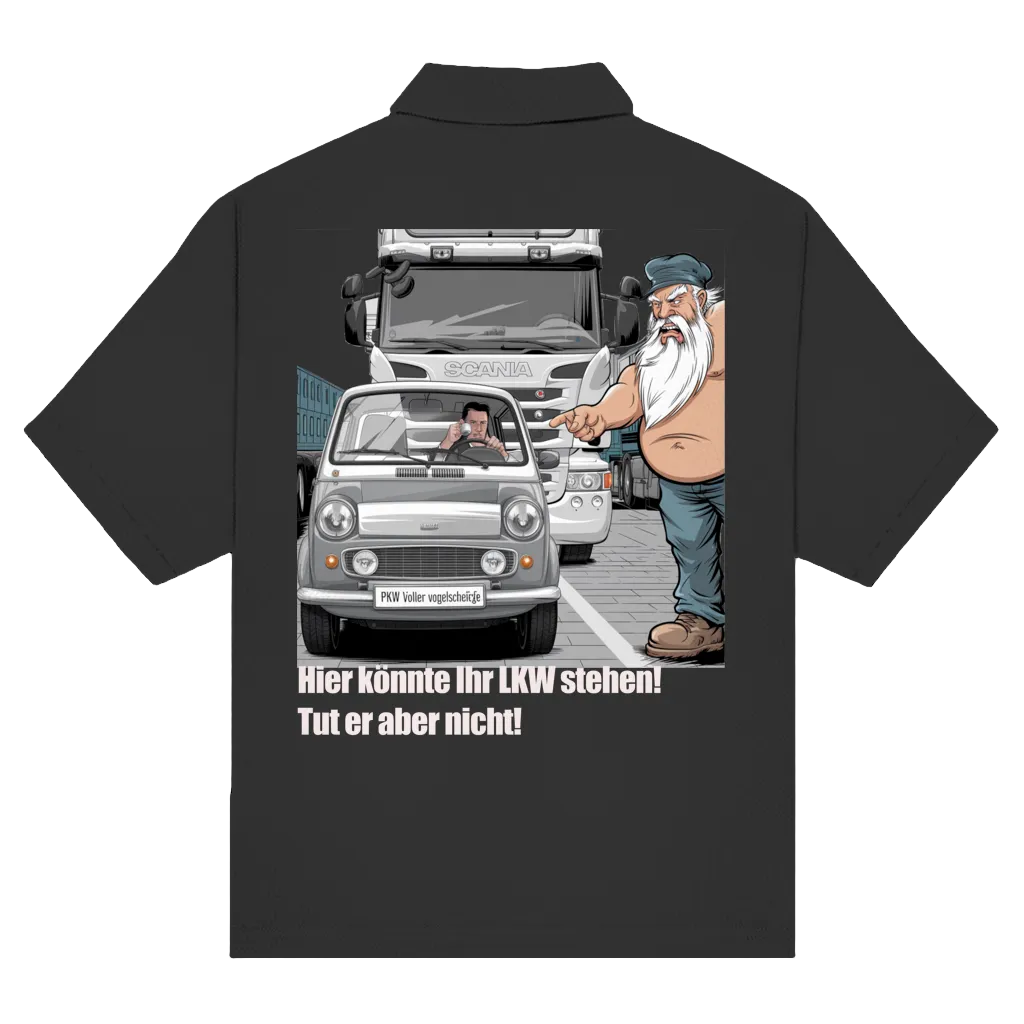 Unisex Poloshirt „Mini blockiert – Trucker explodiert“
