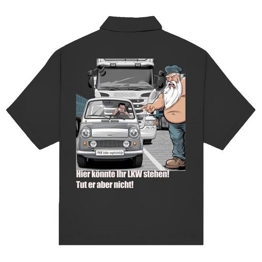 Unisex Poloshirt „Mini blockiert – Trucker explodiert“