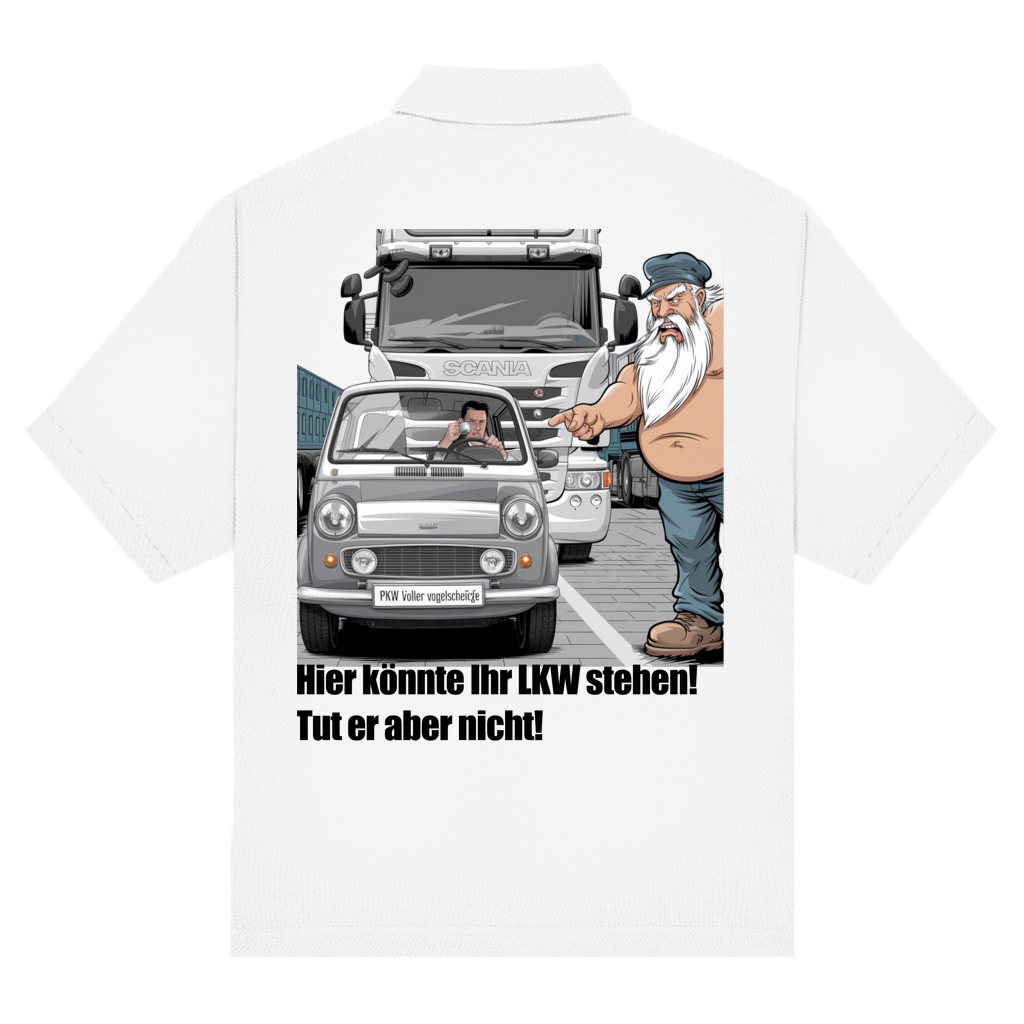 Unisex Poloshirt „Mini blockiert – Trucker explodiert“