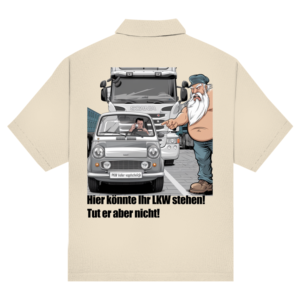 Unisex Poloshirt „Mini blockiert – Trucker explodiert“
