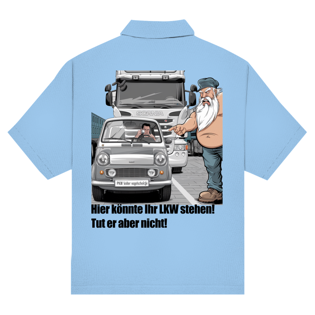 Unisex Poloshirt „Mini blockiert – Trucker explodiert“