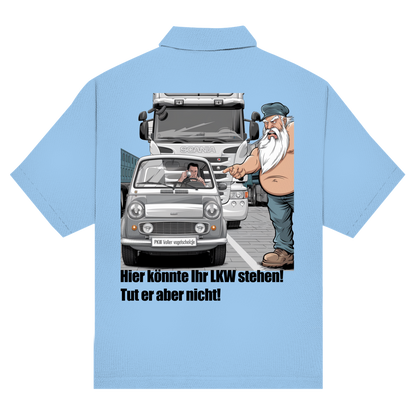Unisex Poloshirt „Mini blockiert – Trucker explodiert“