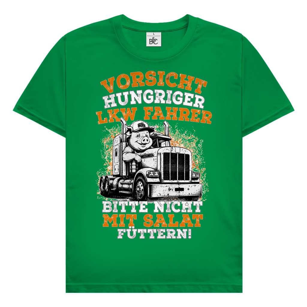 Herren Trucker T-Shirt.  Vorsicht Hungriger LKW Fahrer.  Bitte Nicht Mit Salat Füttern