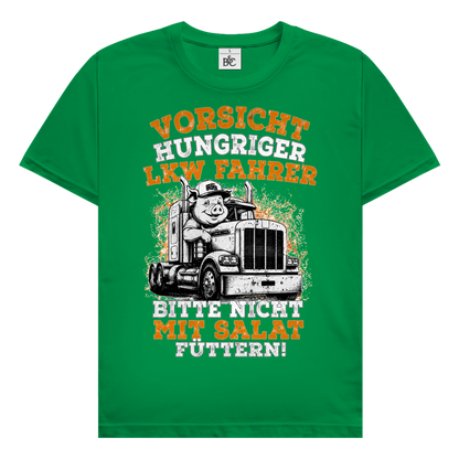 Herren Trucker T-Shirt.  Vorsicht Hungriger LKW Fahrer.  Bitte Nicht Mit Salat Füttern
