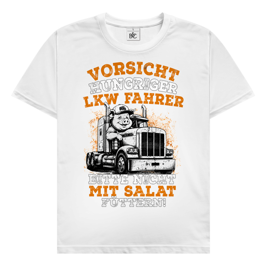 Herren Trucker T-Shirt.  Vorsicht Hungriger LKW Fahrer.  Bitte Nicht Mit Salat Füttern