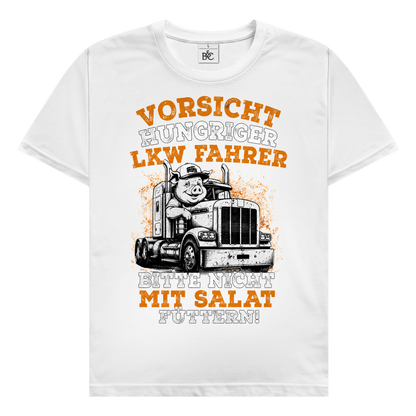 Herren Trucker T-Shirt.  Vorsicht Hungriger LKW Fahrer.  Bitte Nicht Mit Salat Füttern