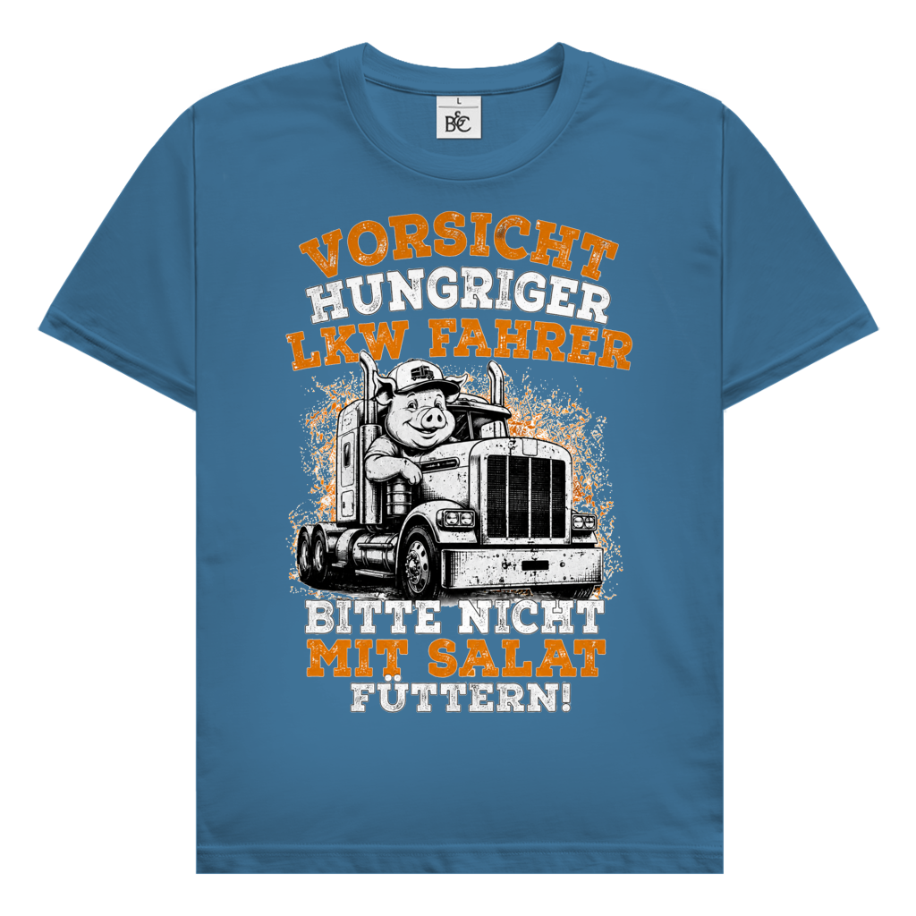 Herren Trucker T-Shirt.  Vorsicht Hungriger LKW Fahrer.  Bitte Nicht Mit Salat Füttern