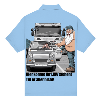 Unisex Poloshirt „Mini blockiert – Trucker explodiert“
