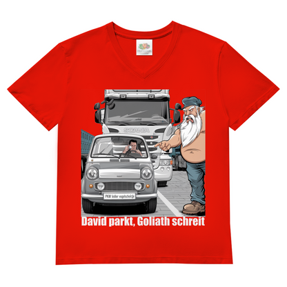 Herren V-Neck T-Shirt „Mini im Weg – Trucker in Rage“