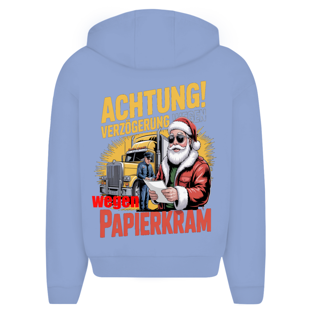 Flauschiger Kapuzenpullover mit Reißverschluss „Papierkram“