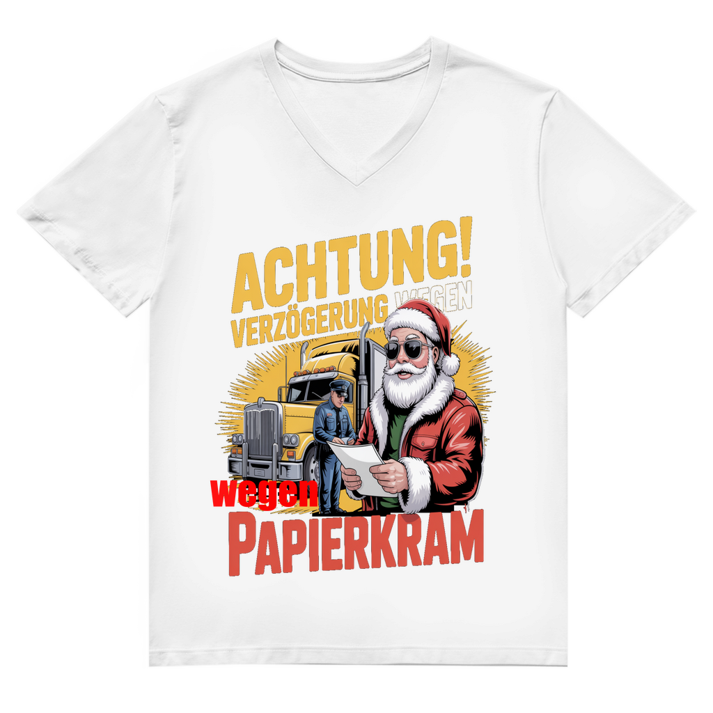 Herren Premium Bio V-Neck T-Shirt Papierkram