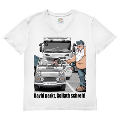 Herren V-Neck T-Shirt „Mini im Weg – Trucker in Rage“