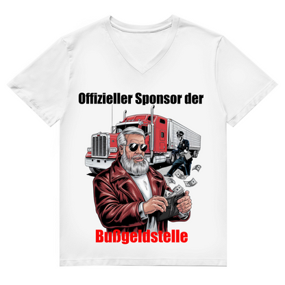 Bußgeldstelle –Bio  V-Neck T-Shirt – Stil trifft Komfort!