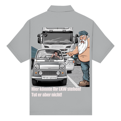 Unisex Poloshirt „Mini blockiert – Trucker explodiert“