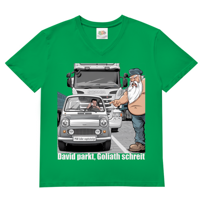 Herren V-Neck T-Shirt „Mini im Weg – Trucker in Rage“