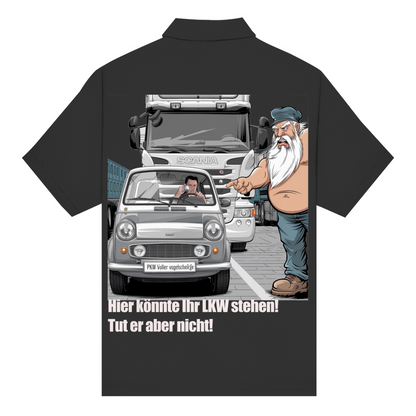 Unisex Poloshirt „Mini blockiert – Trucker explodiert“