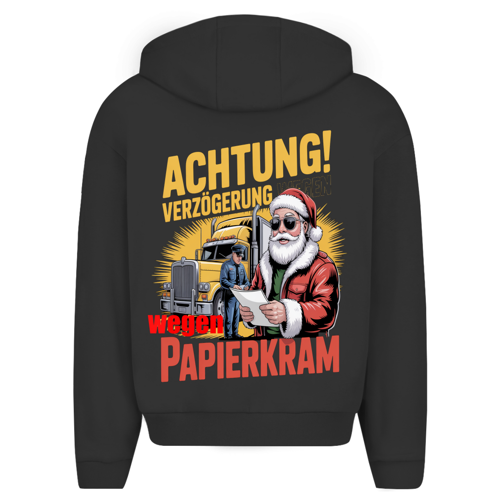 Flauschiger Kapuzenpullover mit Reißverschluss „Papierkram“