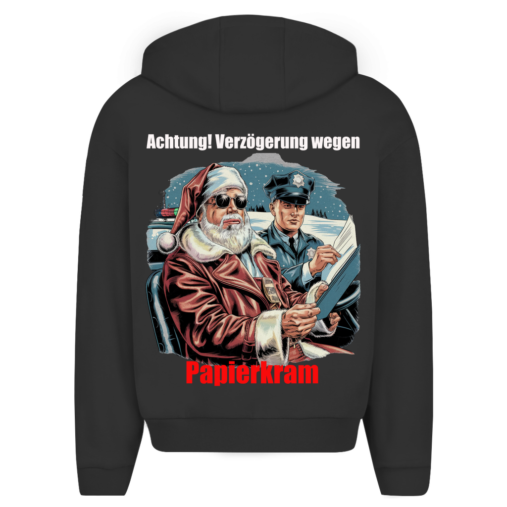 Flauschiger Kapuzenpullover mit Reißverschluss „Papierkram“